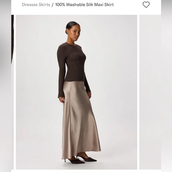 Quince 100% Washable Silk Midi Skirt – Size M – Charcoal Gray - Picture 3 of 9